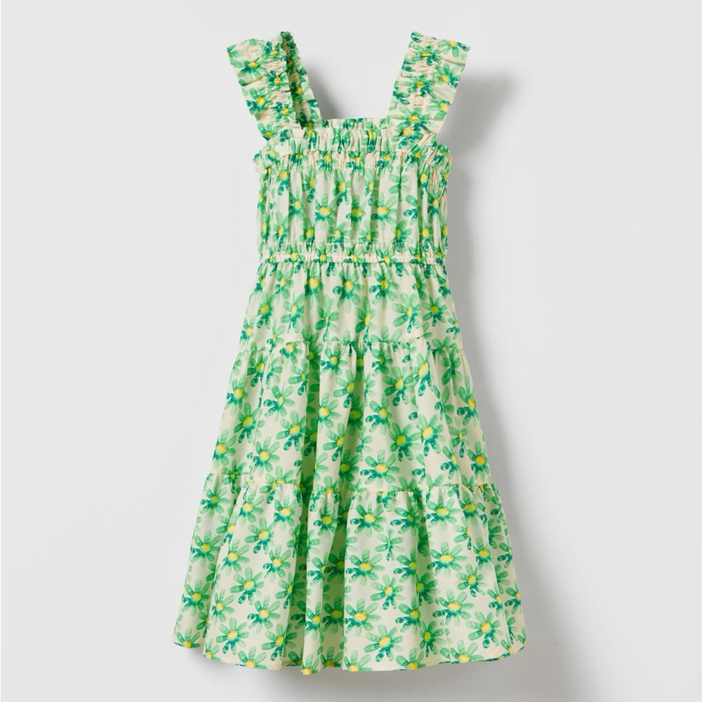 Zara Green Floral Kids Dress